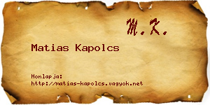 Matias Kapolcs névjegykártya
